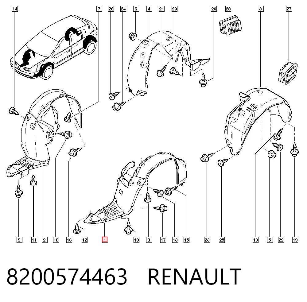 Подкрылок передний левый на Renault Vel Satis  BJ0