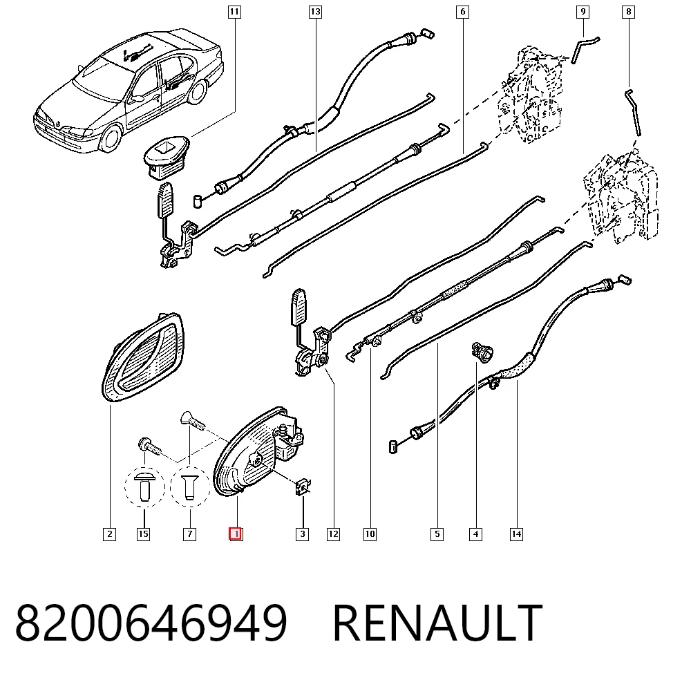Купить 8200078654 Nissan/Infiniti Ручка двери левой внутренняя передняя/задняя