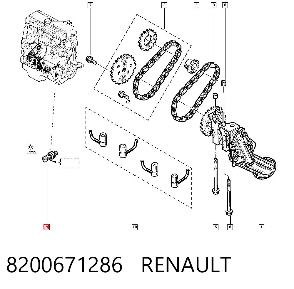 8200671286 Renault (RVI) Датчик указателя давления масла