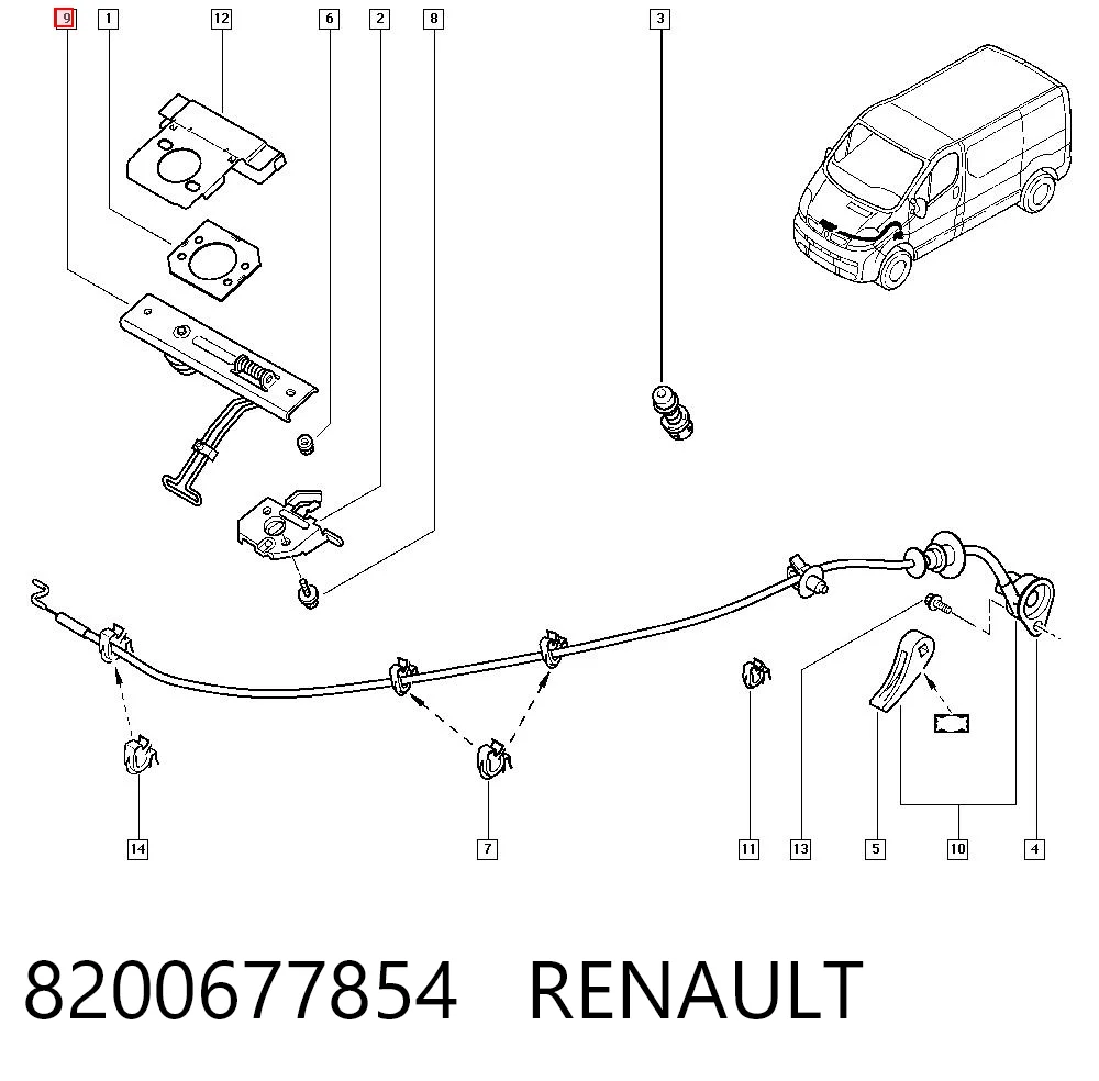 8200677854 Renault (RVI) Запор капота (замок и привод замка капота)