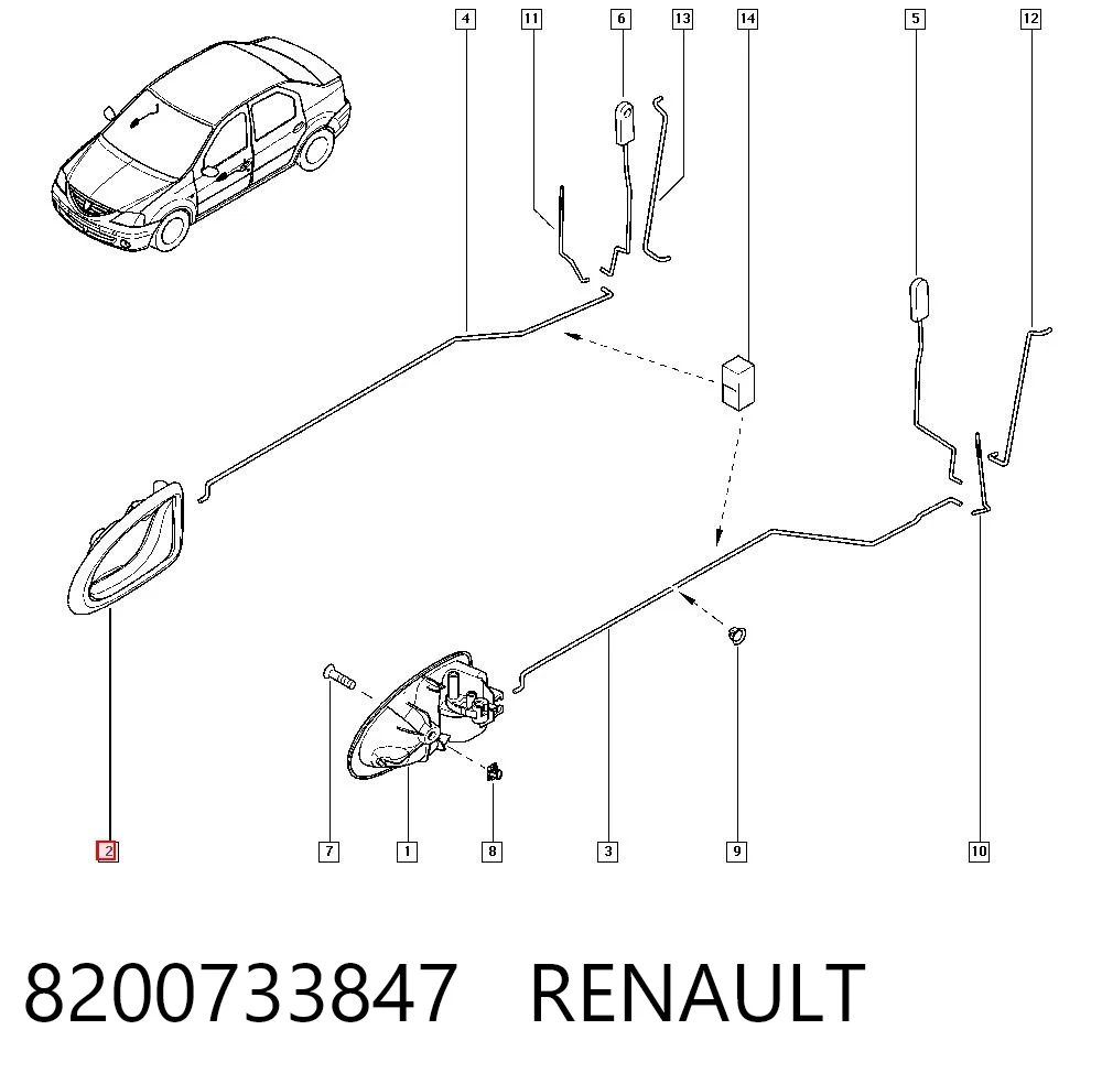8200733847 Renault (RVI) Ручка правой двери наружная