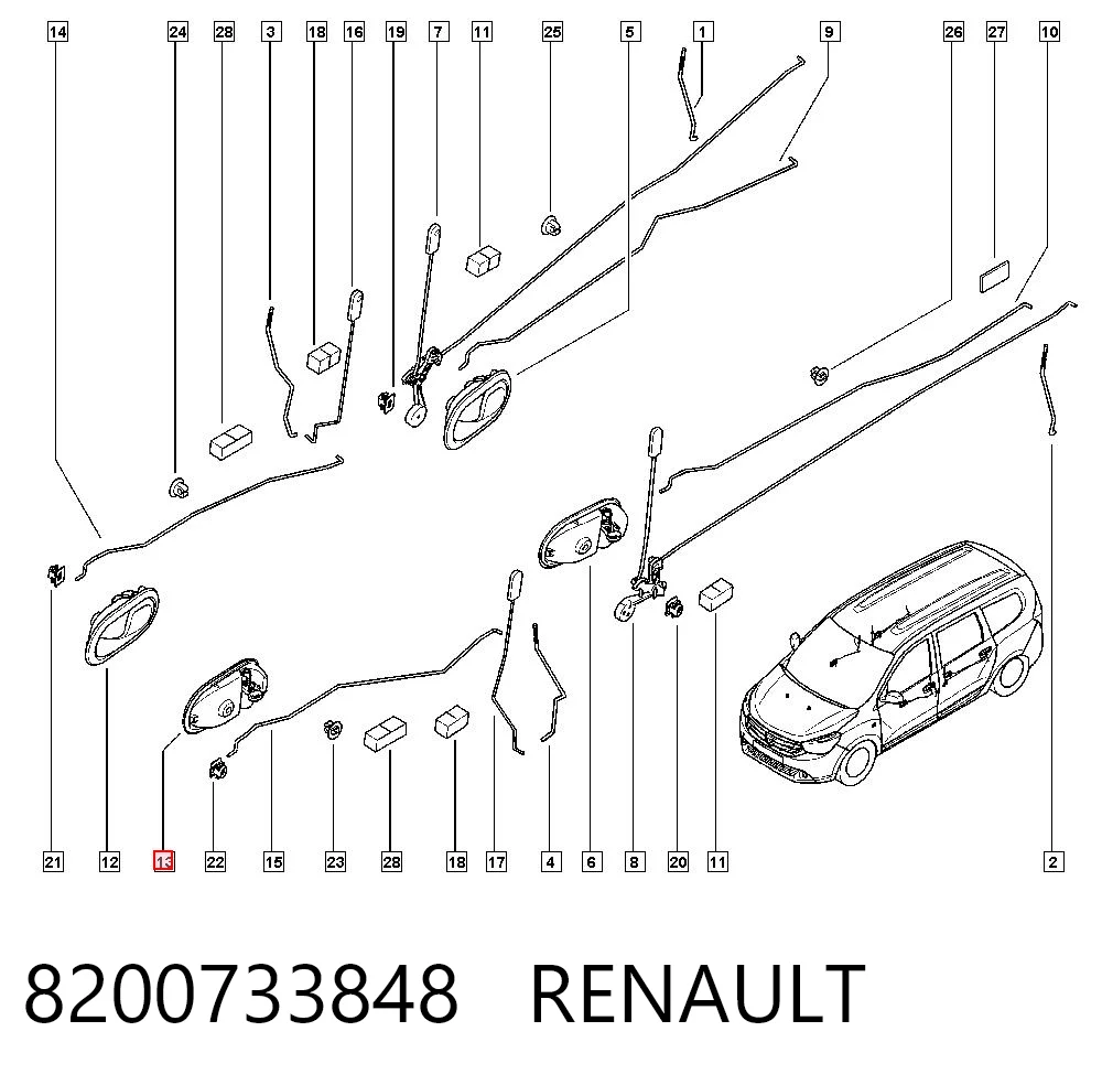 8200733848 Renault (RVI) Ручка двери левой внутренняя передняя/задняя