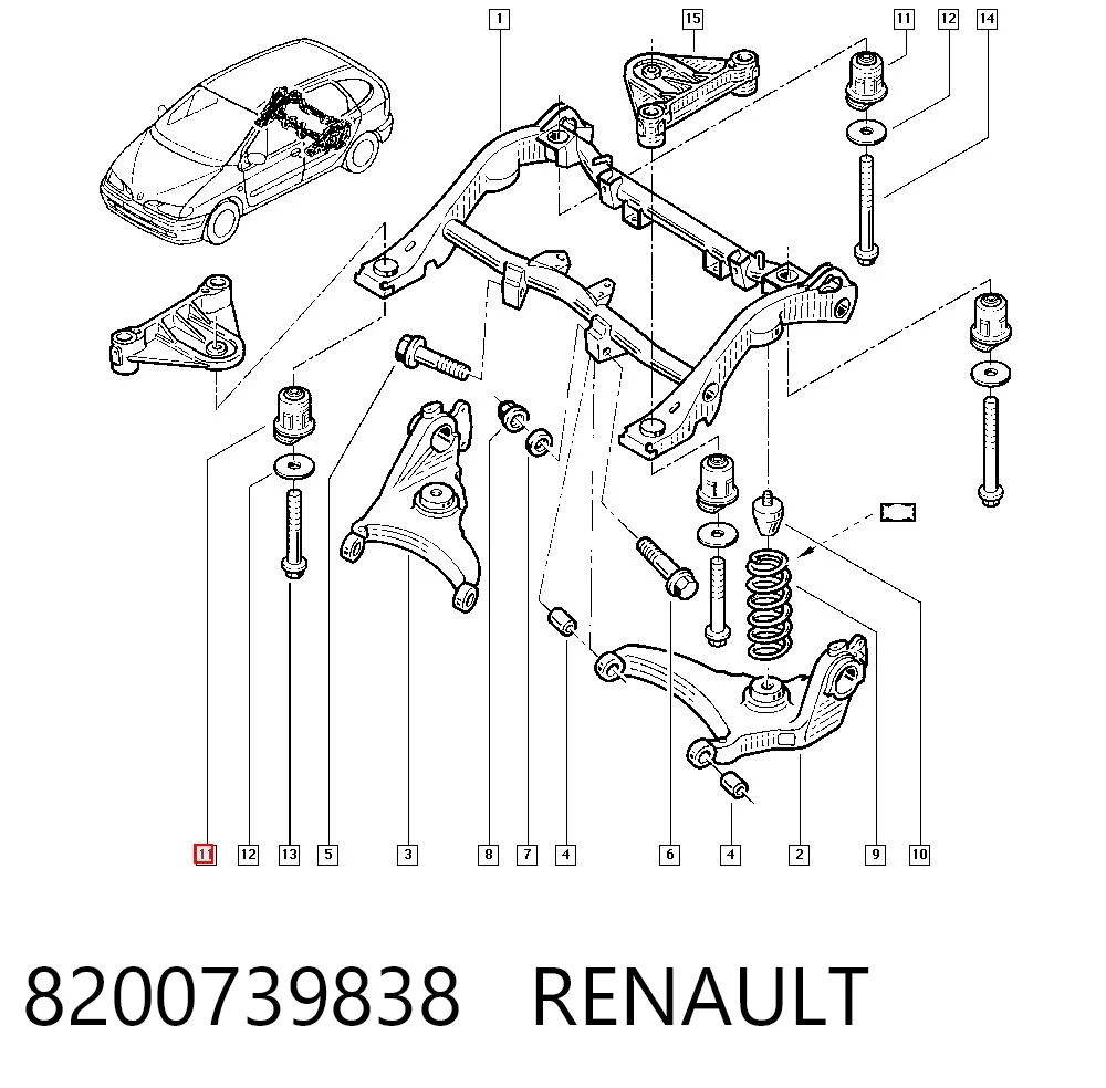 Сайлентблок заднего подрамника Renault Scenic I минивэн (JA0, JA1, FA0) (1999 - 2003) цена, от 26.11 USD