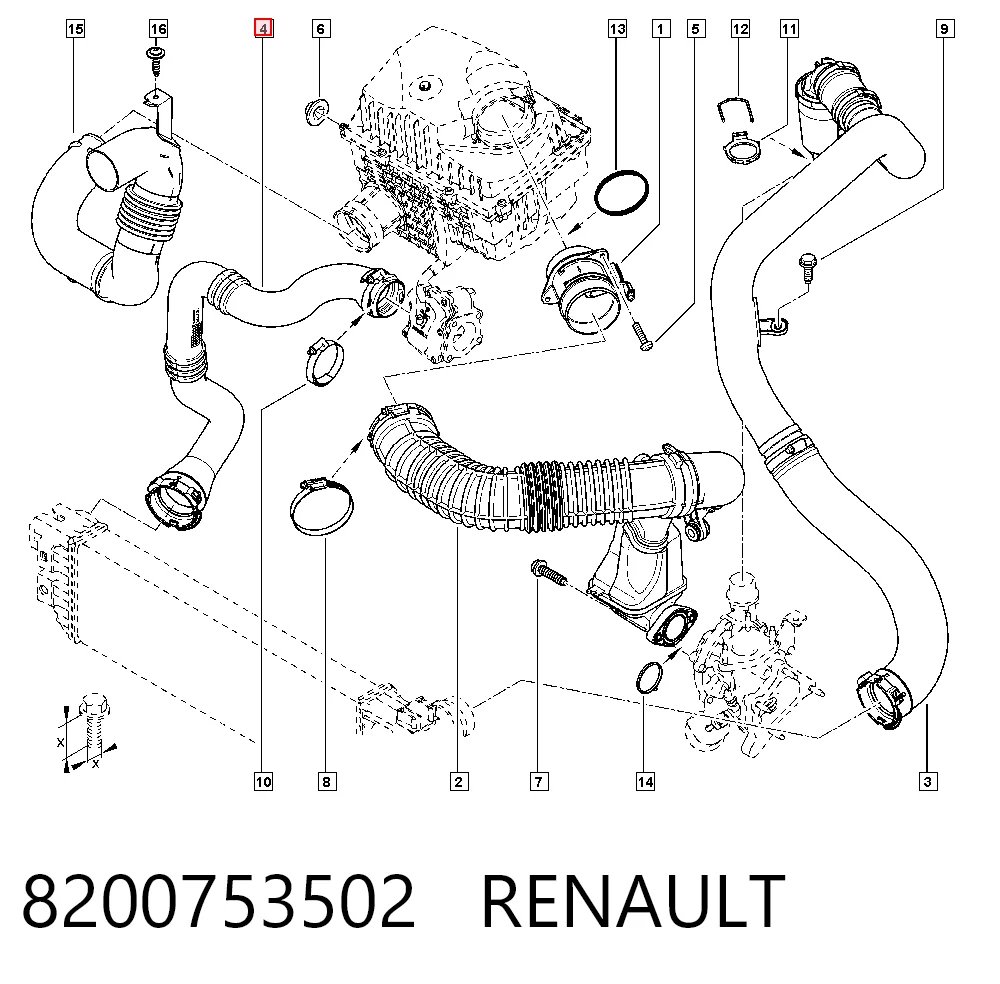 8200753502 Renault (RVI) Патрубок интеркуллера