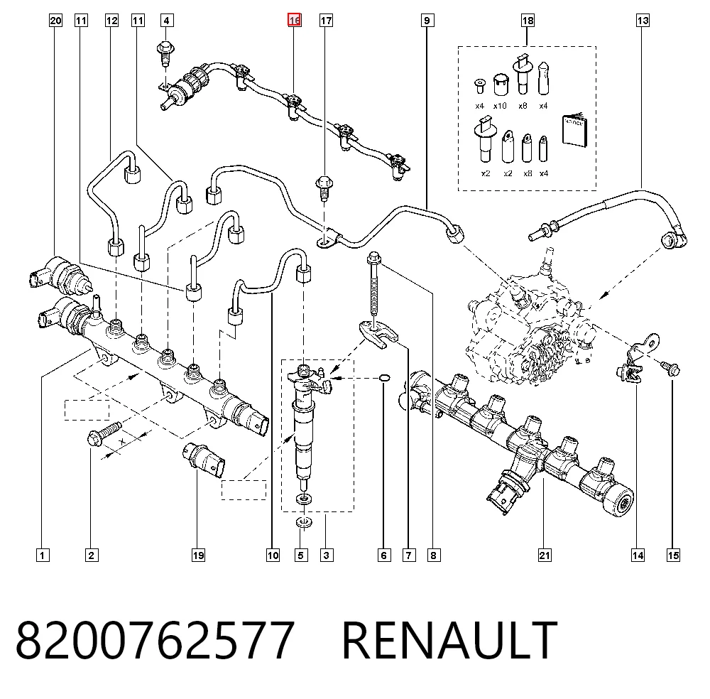 8200762577 Renault (RVI) Трубка топливная обратная от форсунок