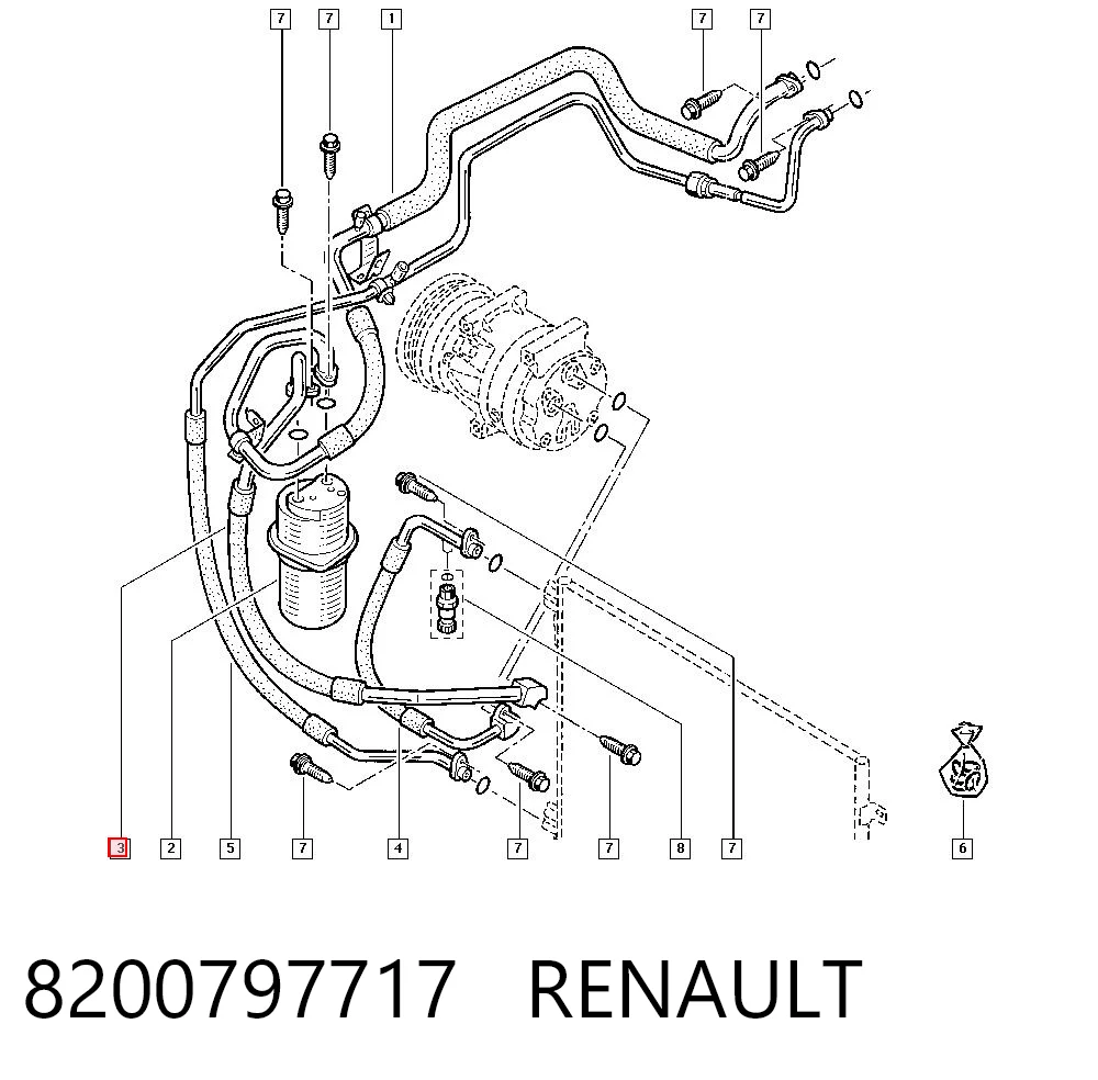 93861612 Opel Шланг кондиционера, от осушителя к компрессору