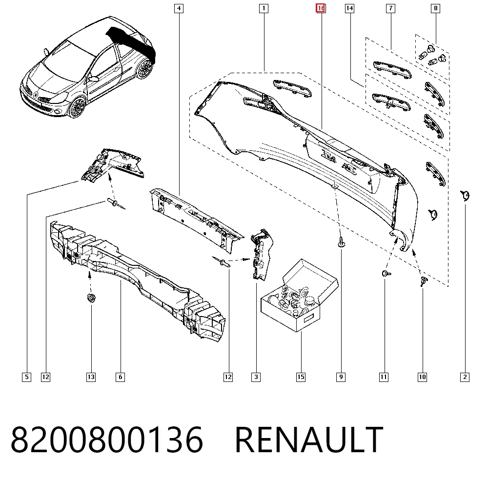  Задний бампер Renault Clio 