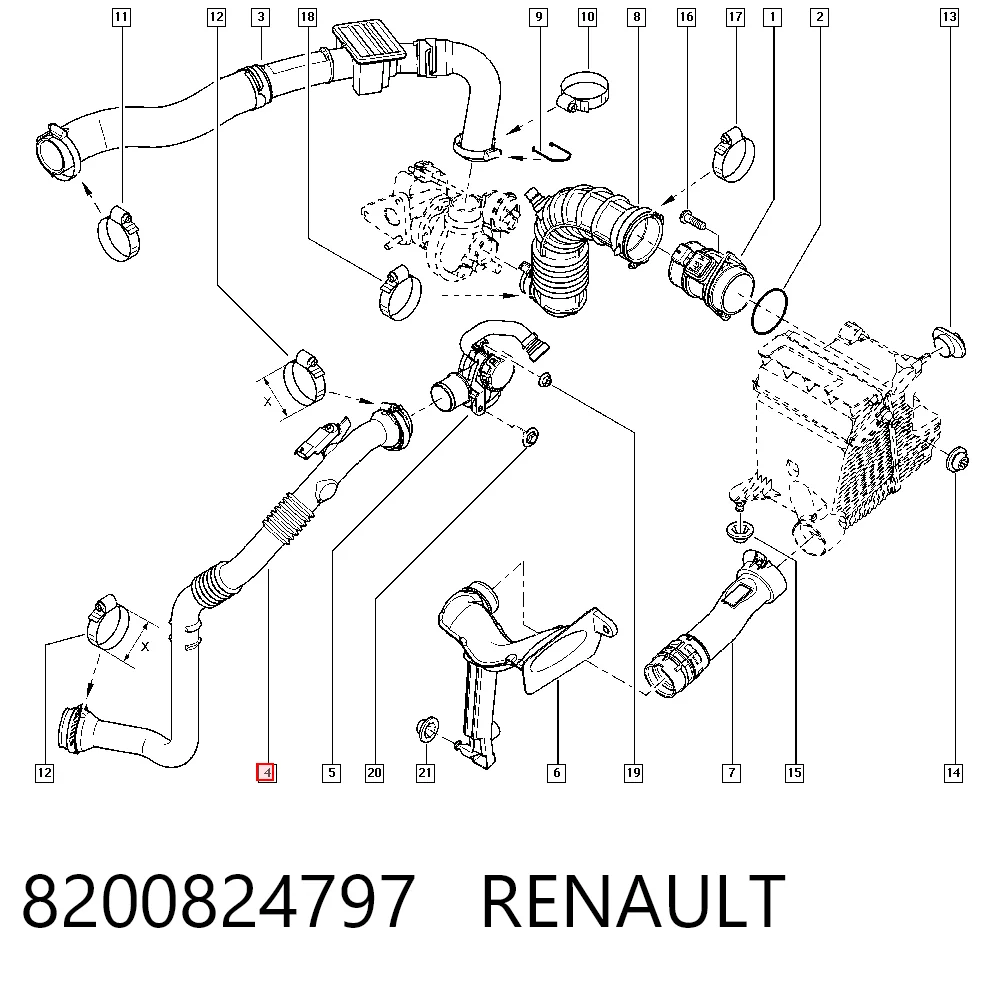 8200824797 Renault (RVI) Патрубок интеркуллера