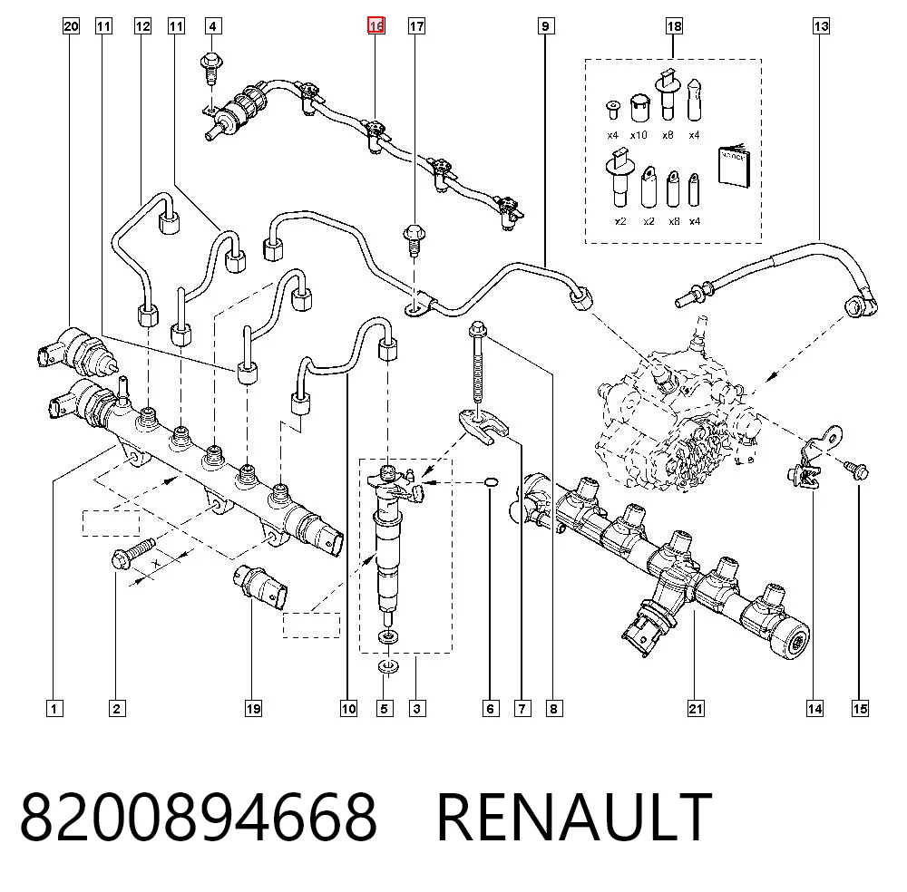 8200894668 Renault (RVI) Трубка топливная обратная от форсунок