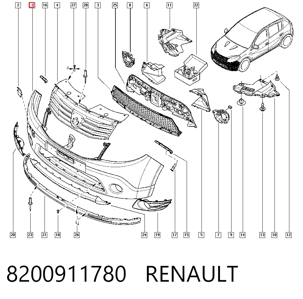 Купить 8200526596 Nissan/Infiniti Буфер (бампер) передний