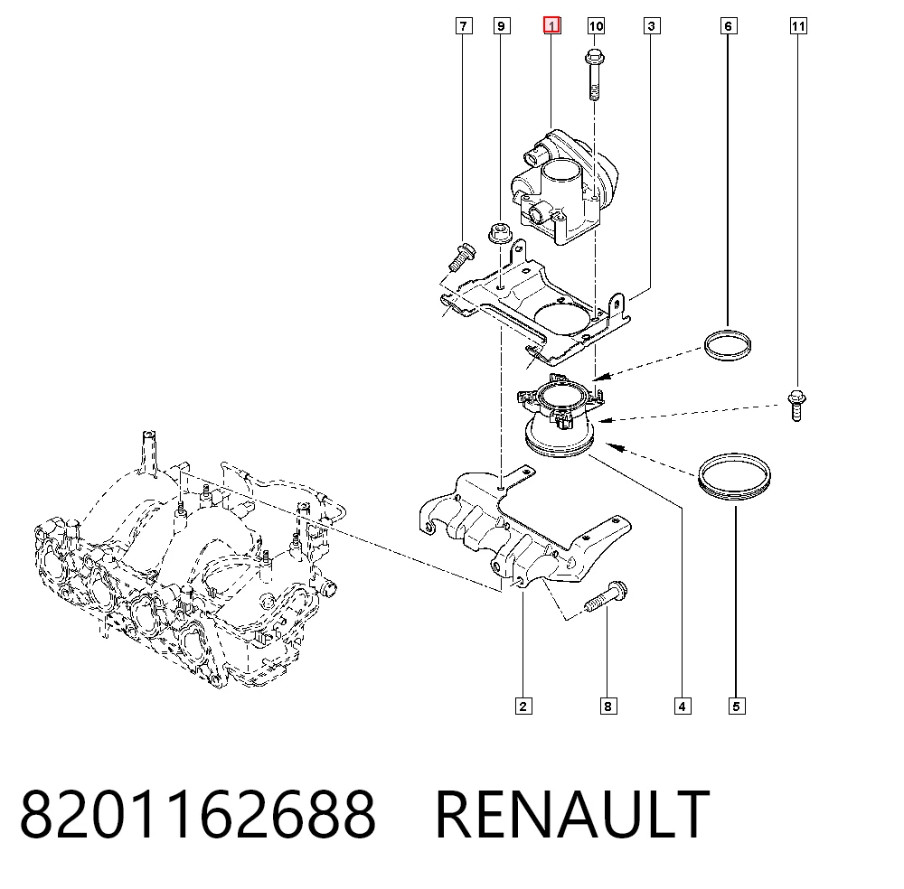  Дроссельная заслонка Renault DOKKER 