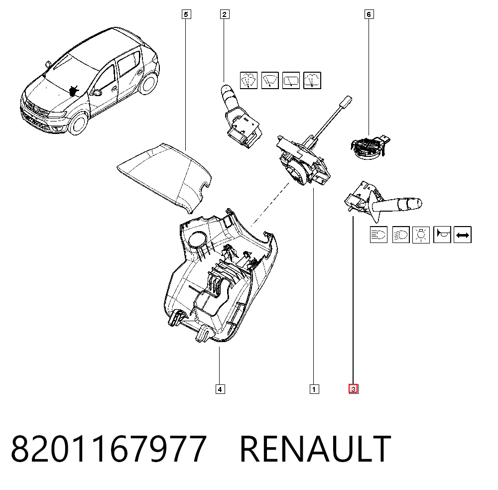 8201167977 Renault (RVI) Левый подрулевой переключатель