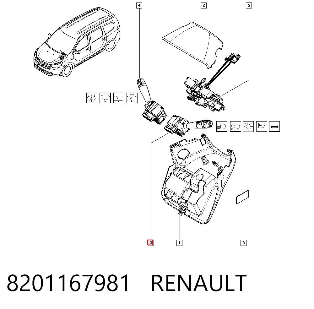 8201167981 Renault (RVI) Левый подрулевой переключатель