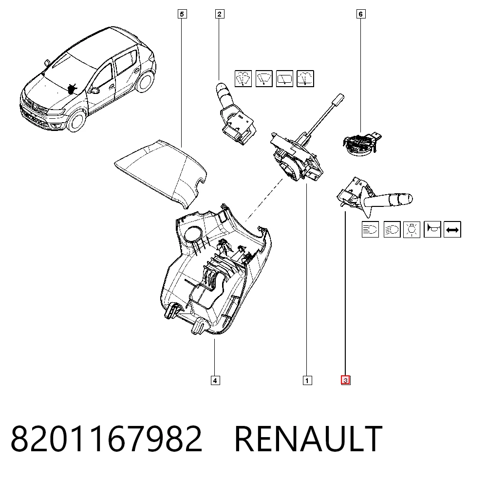 8201167982 Renault (RVI) Левый подрулевой переключатель