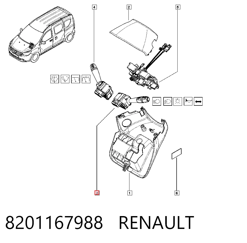 8201167988 Renault (RVI) Левый подрулевой переключатель