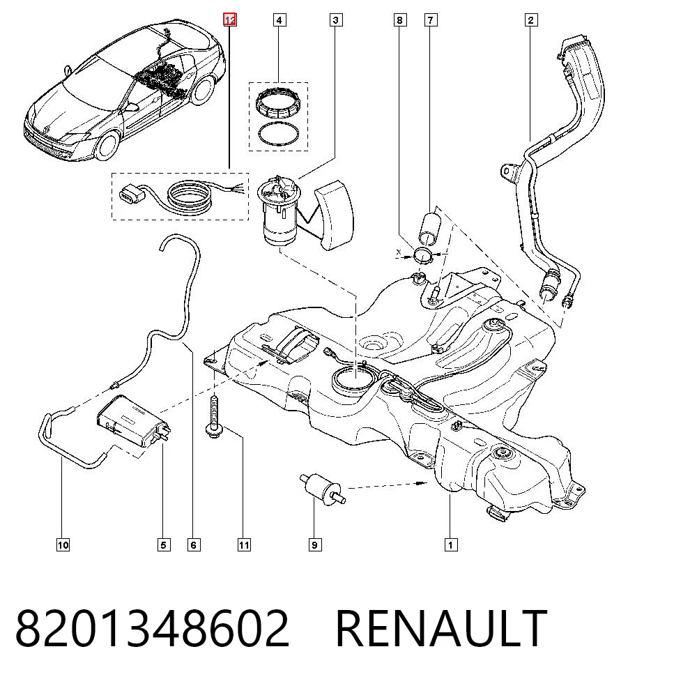 8201348602 Renault (RVI) Фишка (разъем) топливного насоса