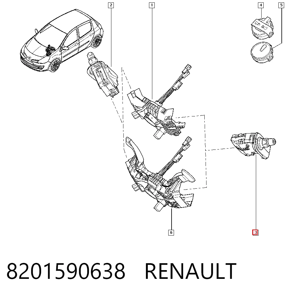 8201590638 Renault (RVI) Левый подрулевой переключатель