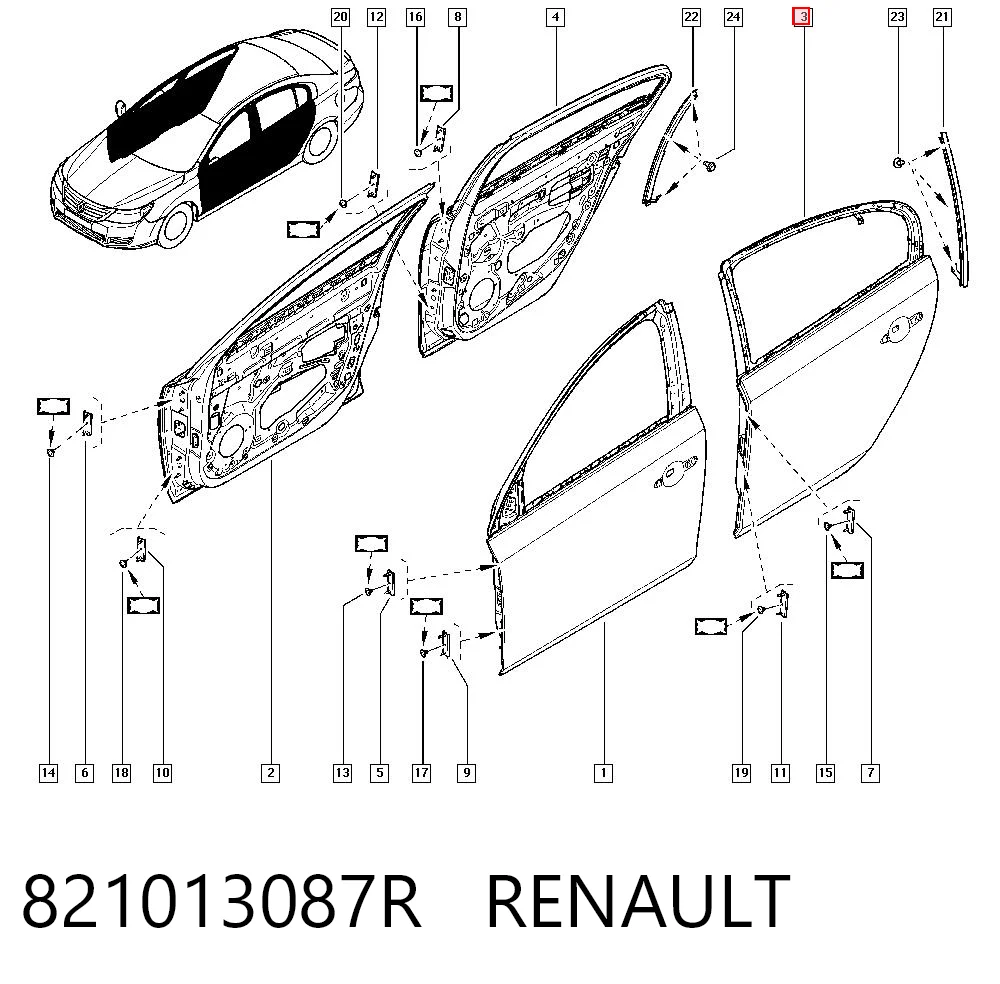Дверь задняя левая Renault Latitude L7