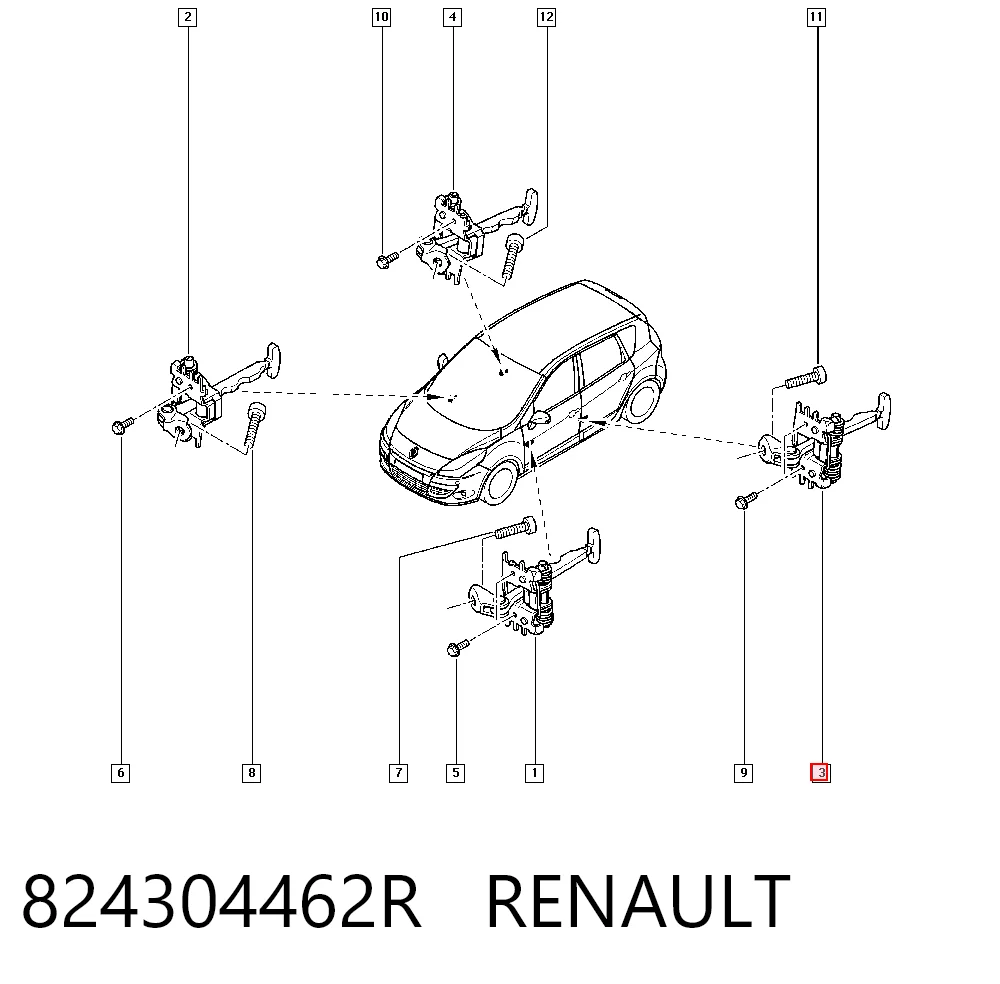 824304462R Renault (RVI) Ограничитель двери, задний