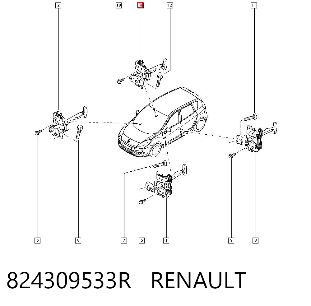 824309533R Renault (RVI) Ограничитель двери, задний