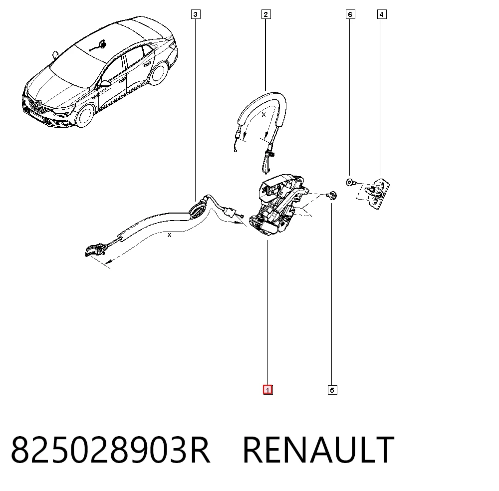 Замок двери задней правой на Renault Megane IV K9A, K9M, K9N