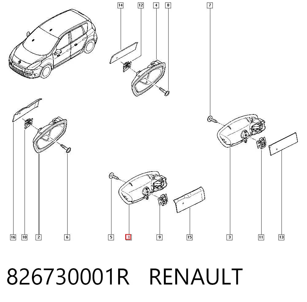 826730001R Renault (RVI) Ручка двери левой внутренняя передняя/задняя