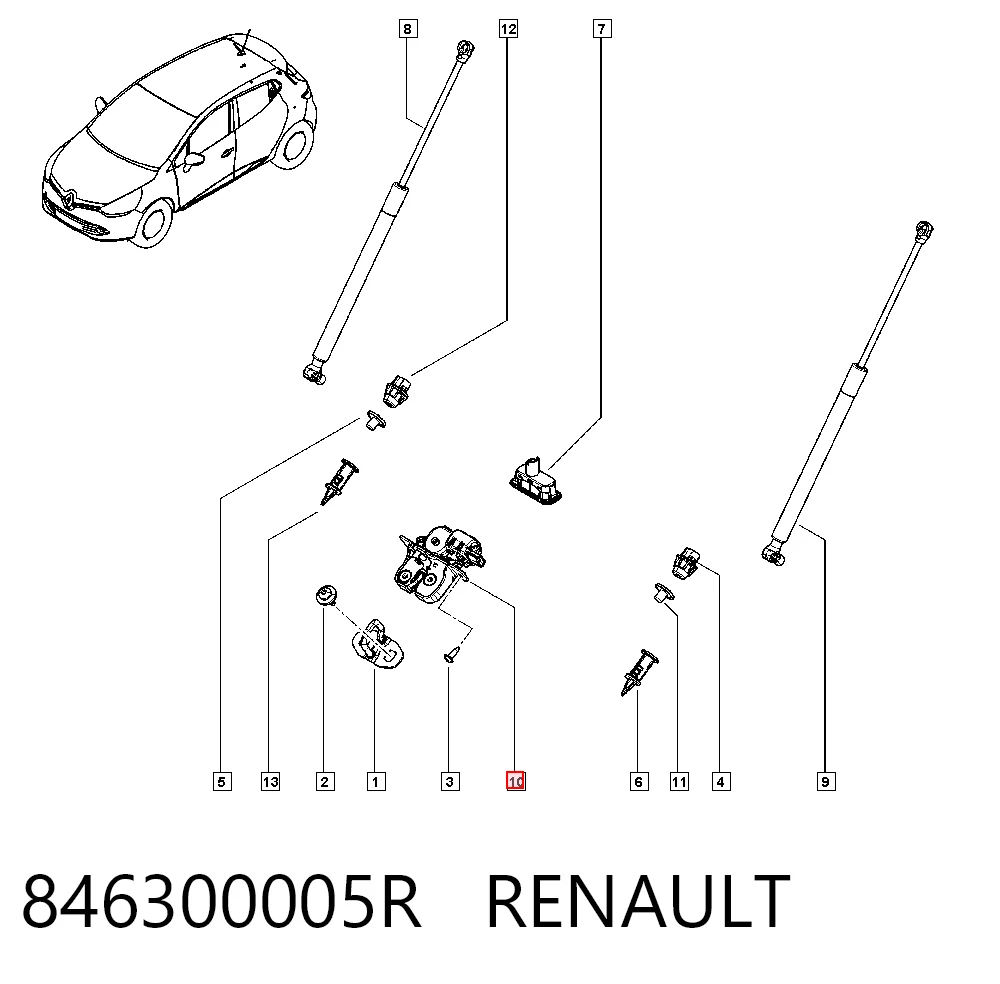 Замок пятой двери на Renault Megane III KZ0, KZ1
