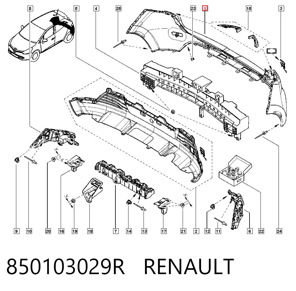 Бампер задний, верхняя часть Polcar 60B196 цена, от 85.16 USD