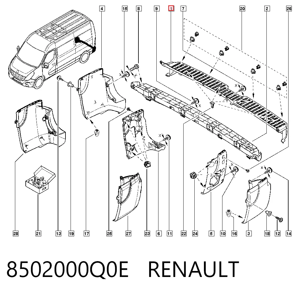Купить 93197360 Opel Задний бампер