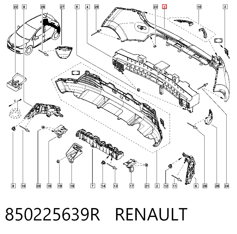 Верхняя часть заднего бампера 60B196 Polcar
