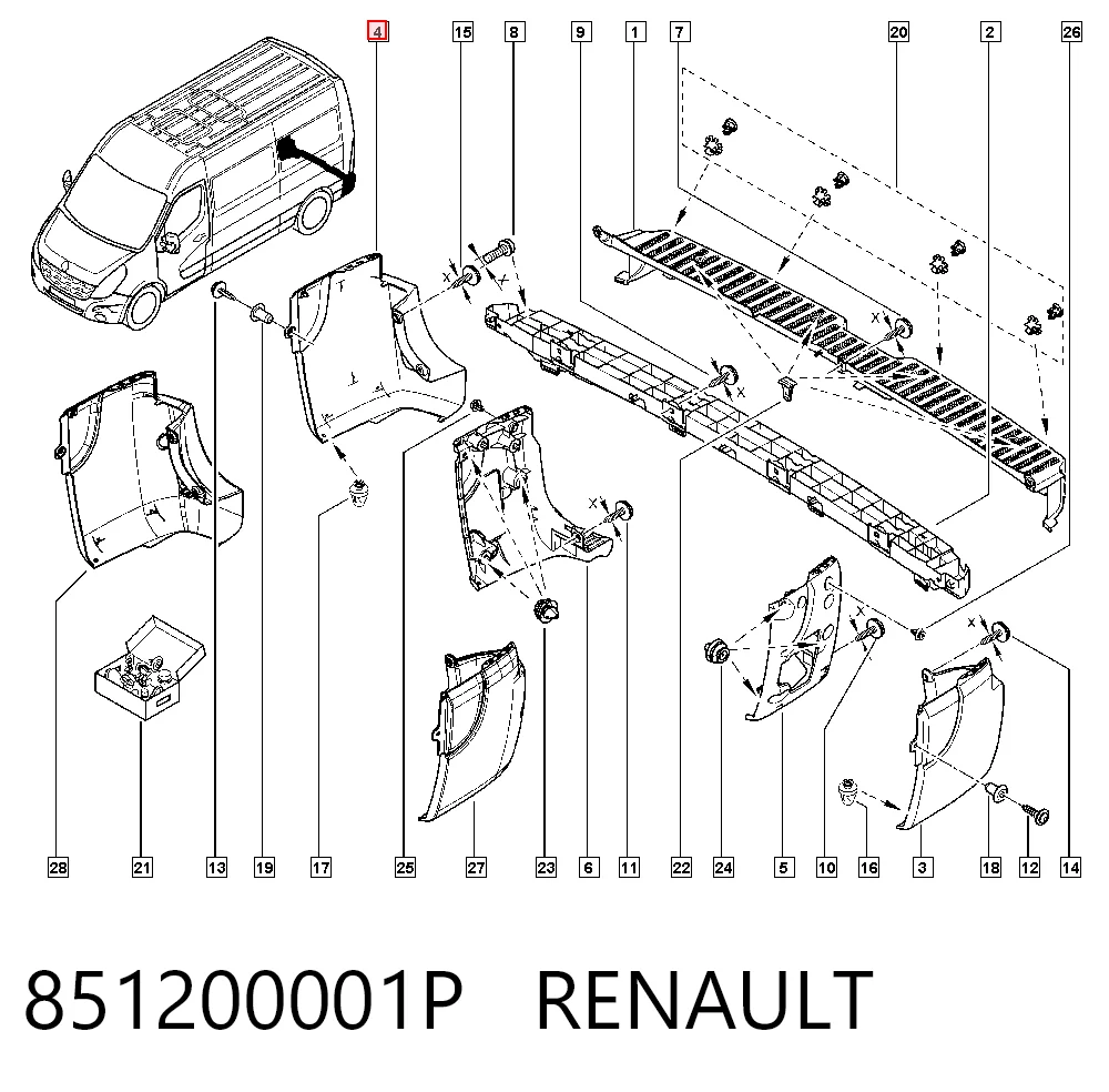 95529546 Opel Клык заднего бампера правый