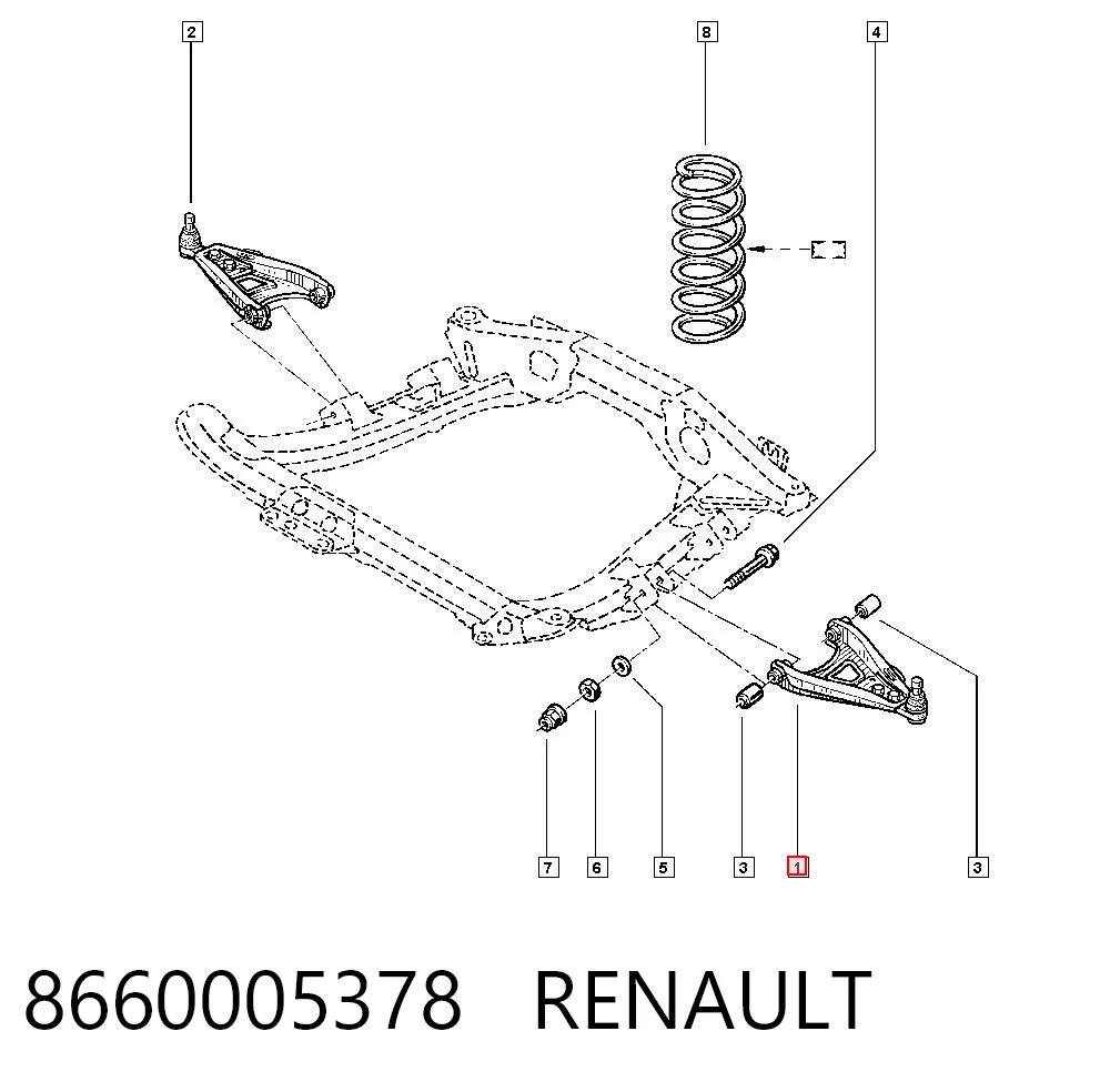 Левый рычаг передней нижней подвески Renault Clio II хэтчбек (BB, CB) (1998 - 2010) цена, от 29.47 USD