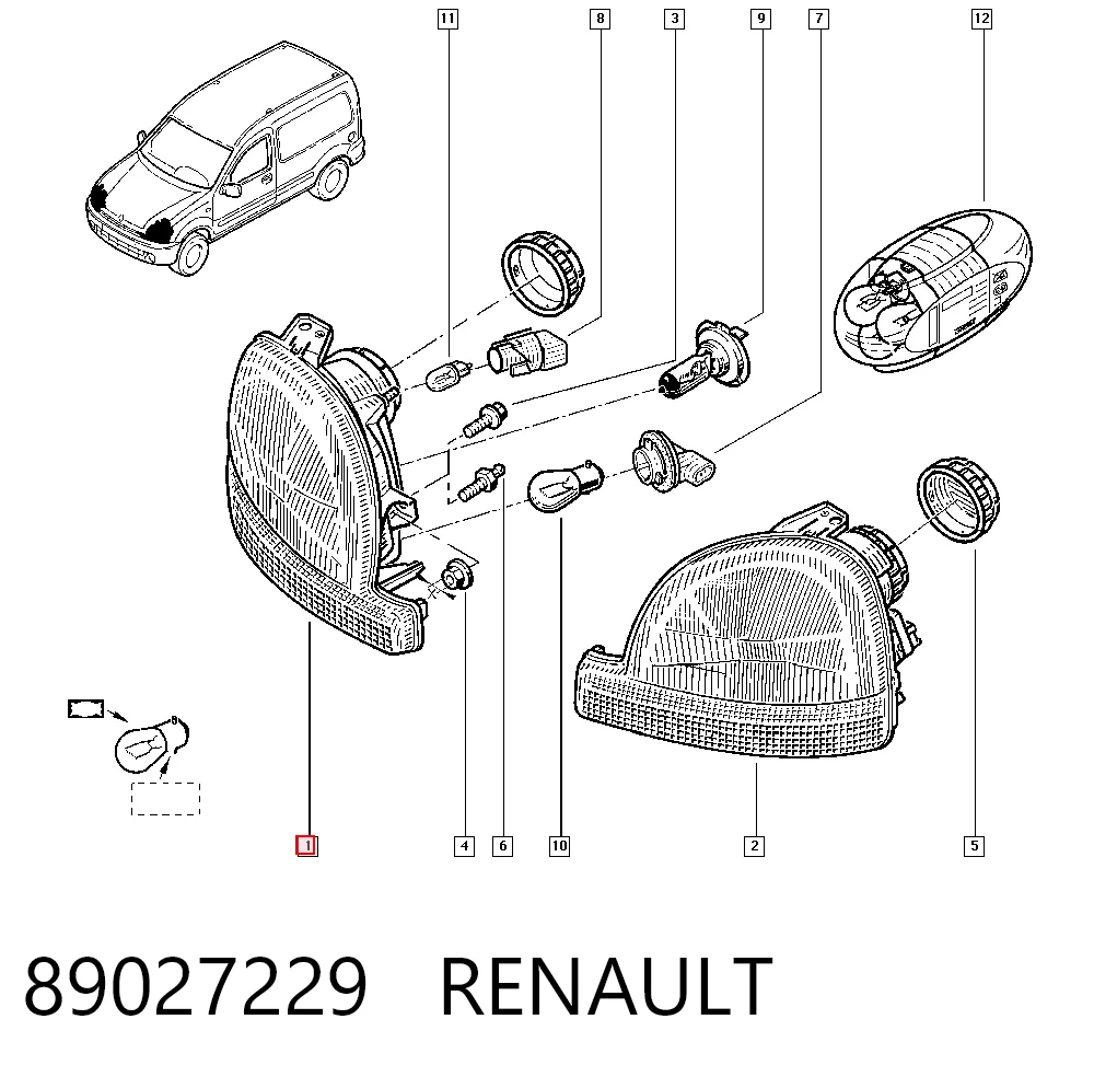  Правая фара Renault Kangoo 1
