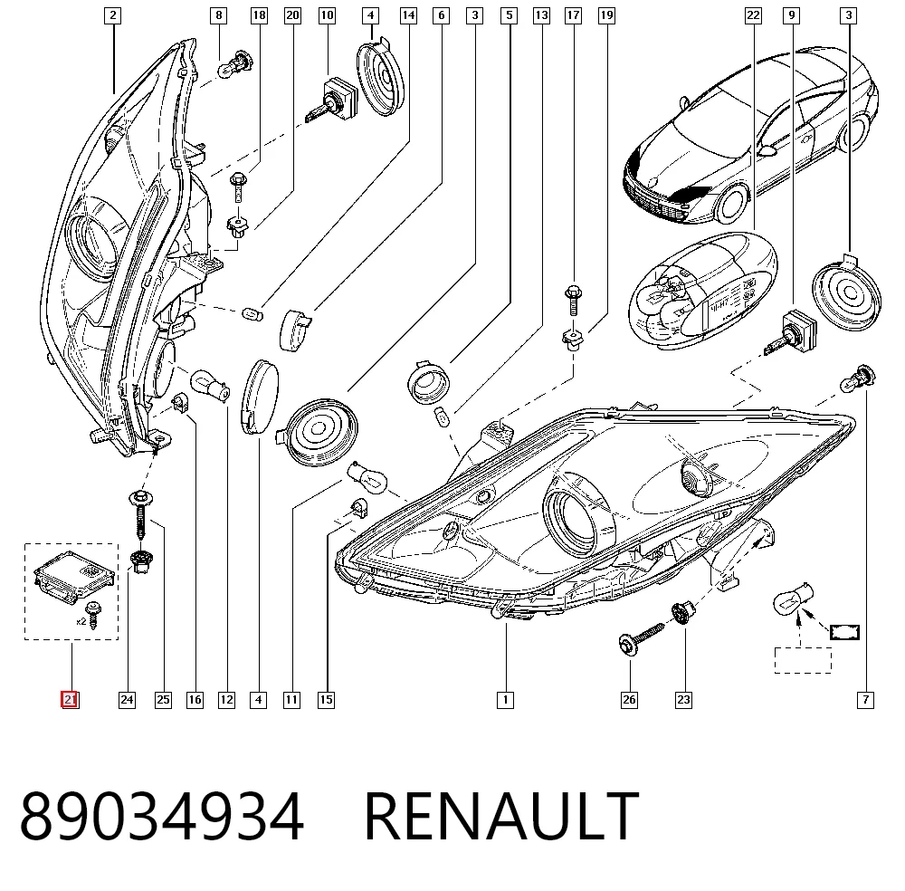 89034934 Renault (RVI) Модуль управления биксеноном