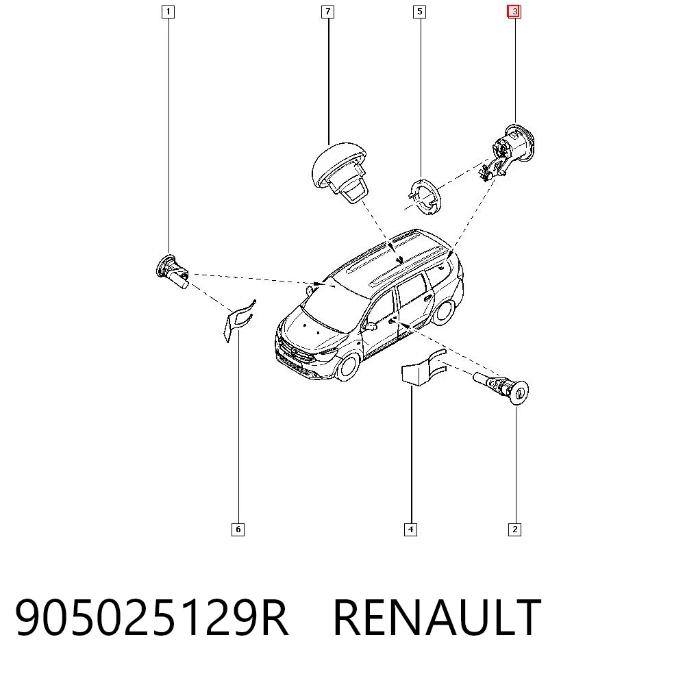 905025129R Renault (RVI) Личинка замка багажника (двери 3/5-й задней)