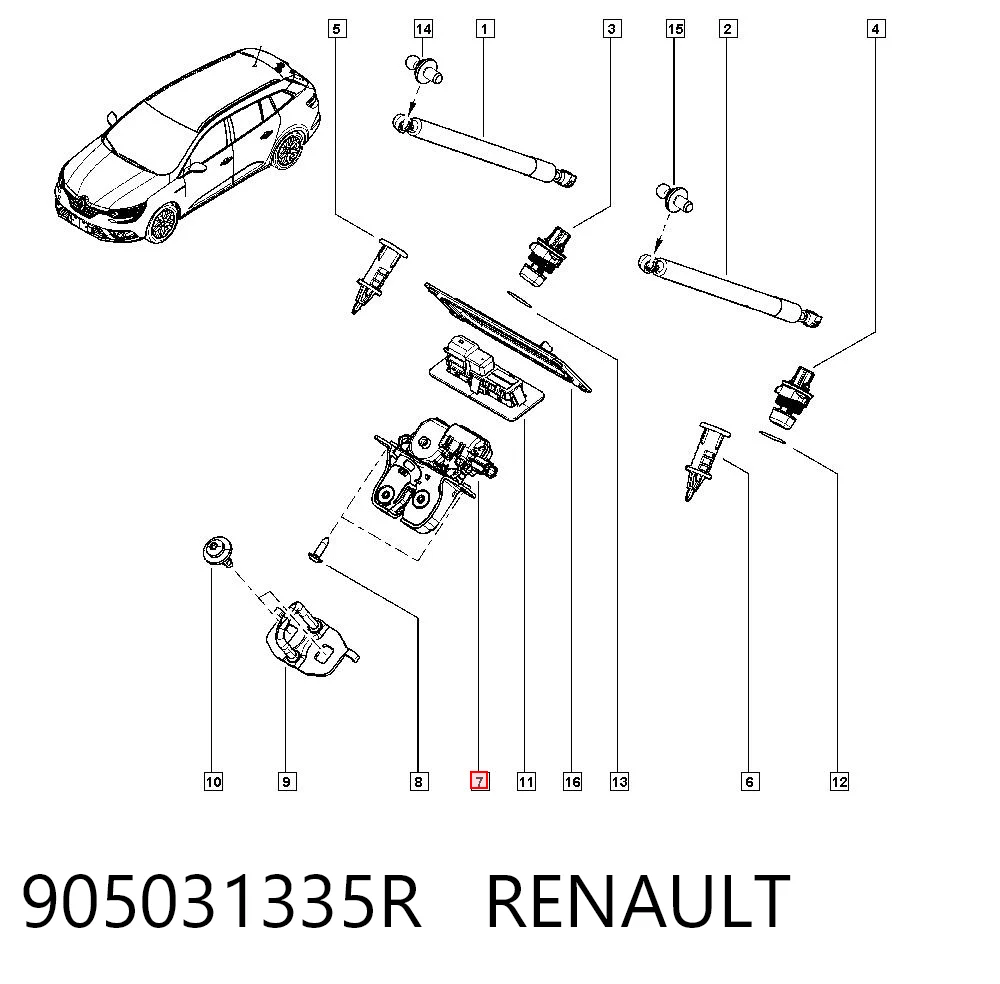 Замок пятой двери на Renault Megane IV K9A, K9M, K9N