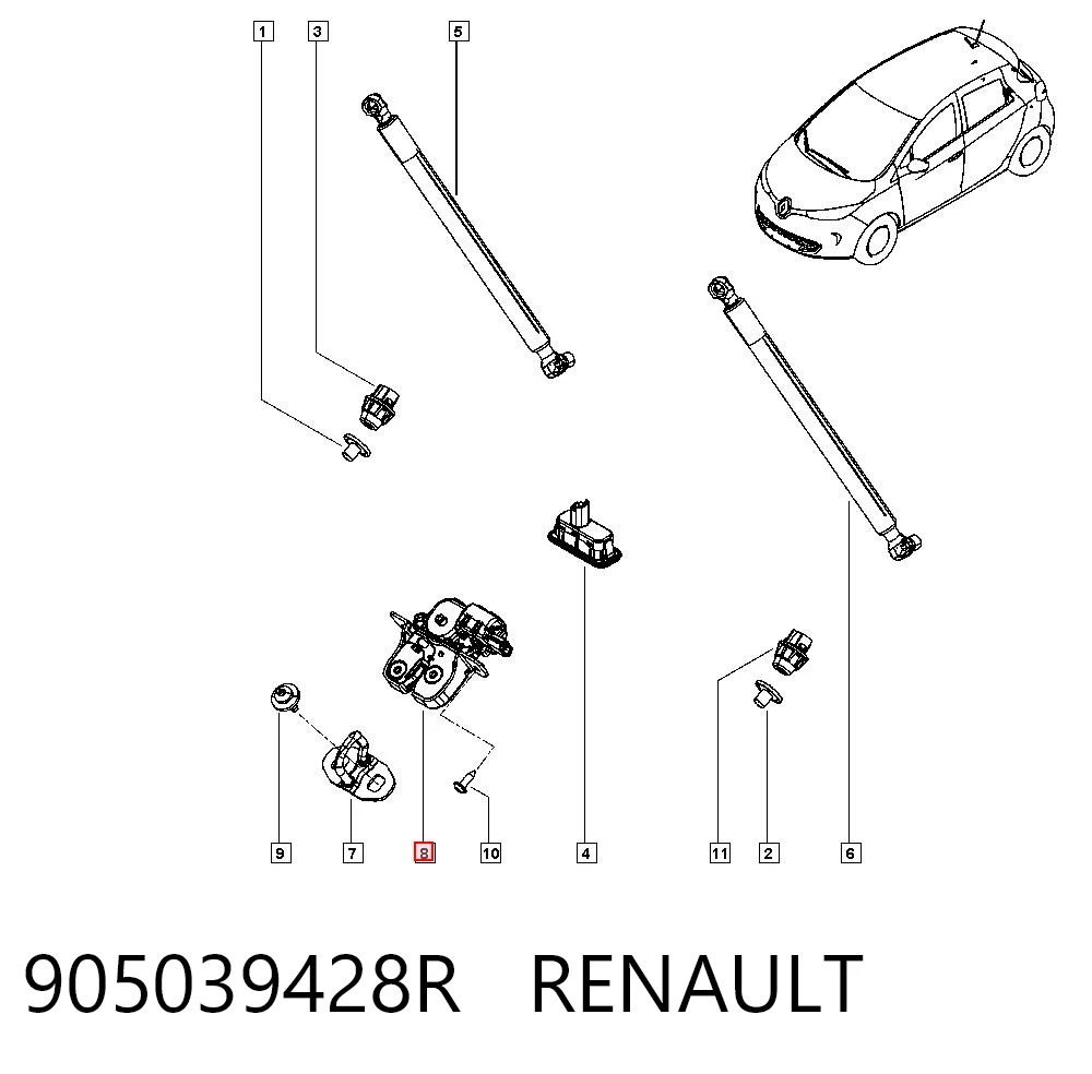 905039428R Renault (RVI) Замок пятой двери