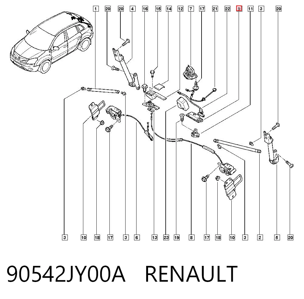 90542JY00A Renault (RVI) Кнопка привода замка крышки багажника (двери 3/5-й (ляды)