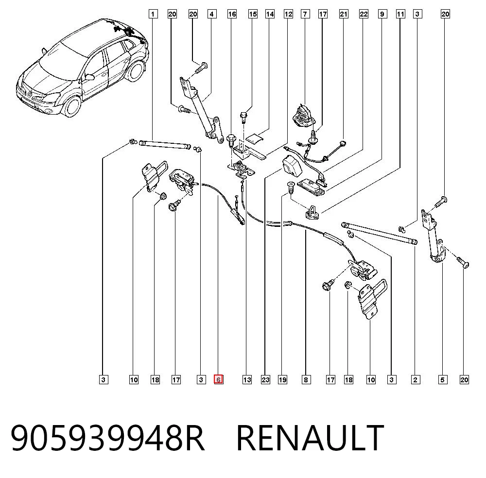 905939948R Renault (RVI) Замок пятой двери