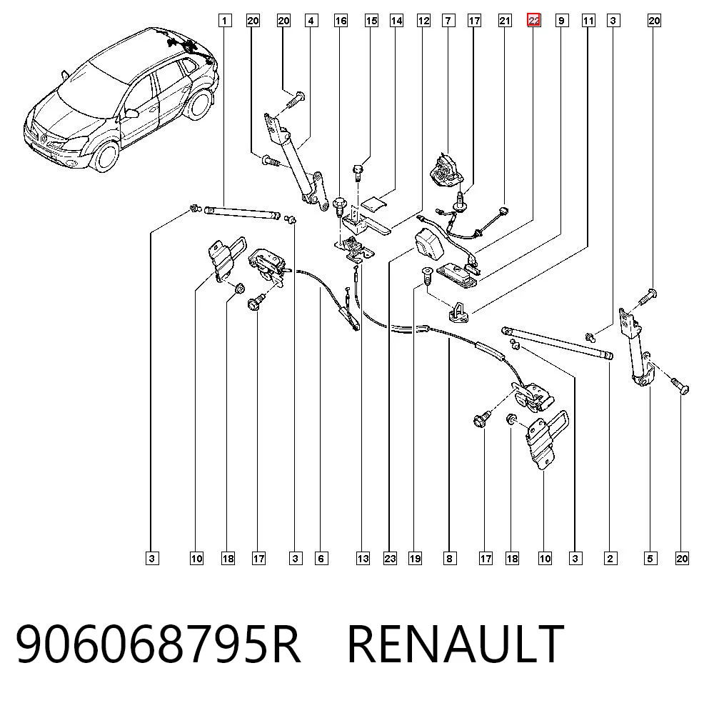 906068795R Renault (RVI) Кнопка салона привода крышки багажника (двери 3/5-й (ляды)