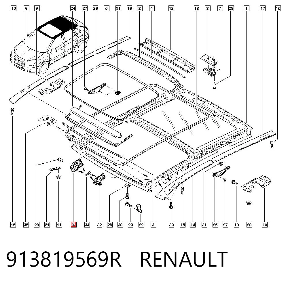 913819569R Renault (RVI) Ремкомплект салазок люка