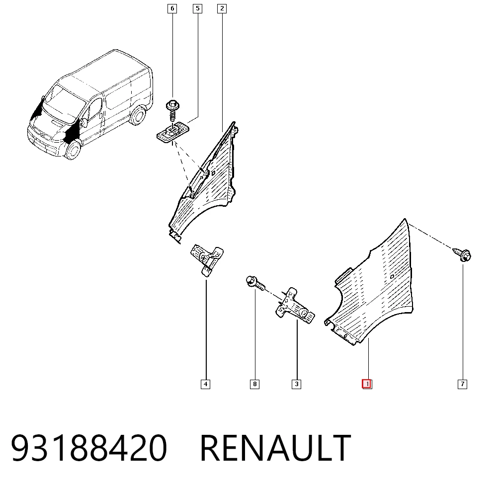  Крыло переднее левое Renault Trafic 2