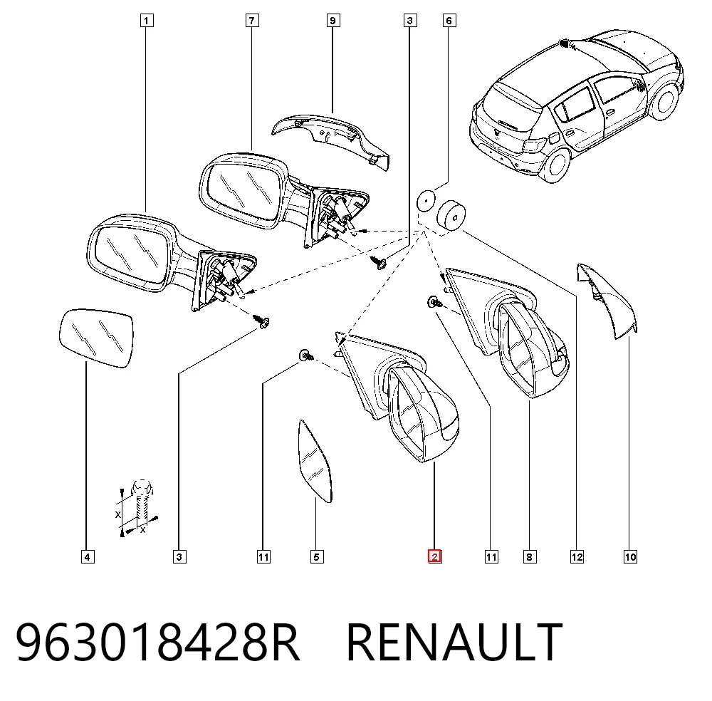 Наружное зеркало правое Renault LOGAN II MCV универсал (K8) (2013 - 2026) цена, от 33.02 USD