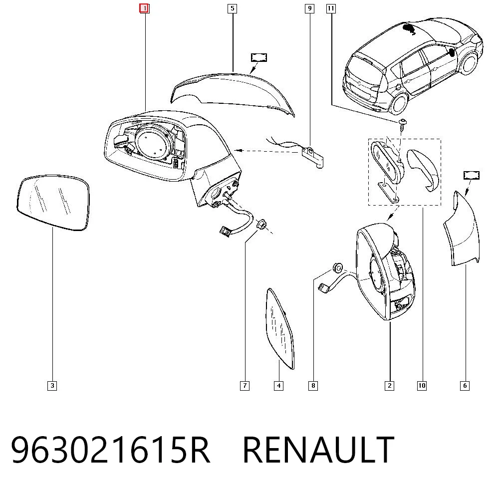 Купить Левое боковое зеркало Рено Сценик GRAND III JZ0, JZ1