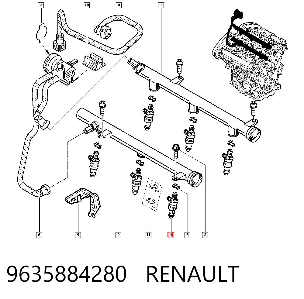 9635884280 Renault (RVI) Топливные форсунки