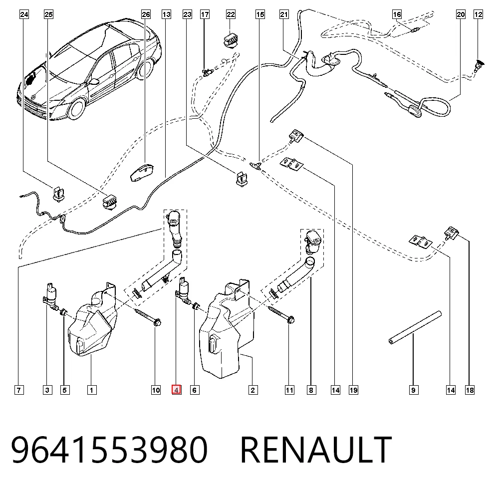 9641553980 Renault (RVI) Мотор омывателя лобового стекла