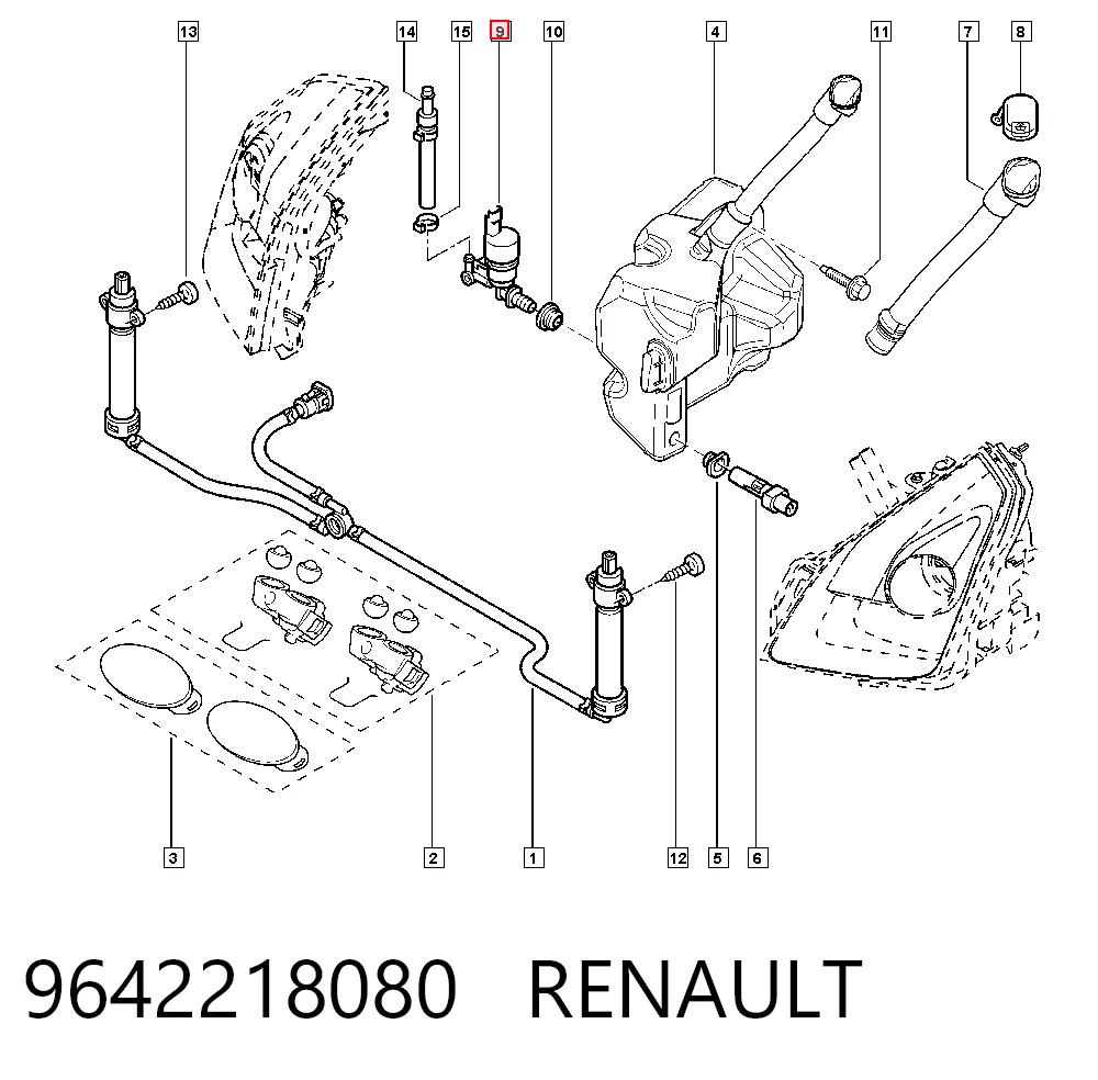 9642218080 Renault (RVI) Насос омывателя фар