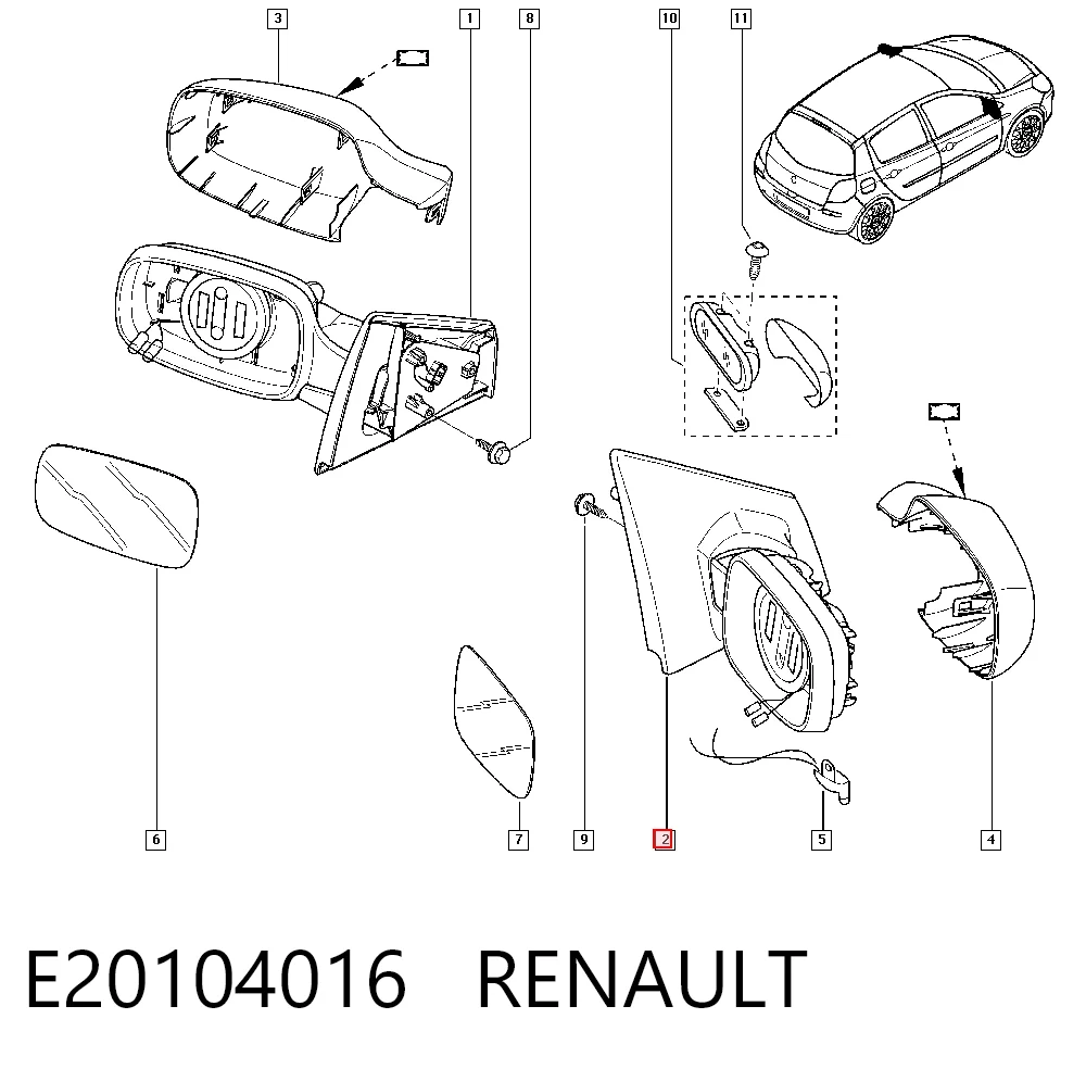 Зеркало заднего вида правое на Renault Clio III GRANDTOUR KR01