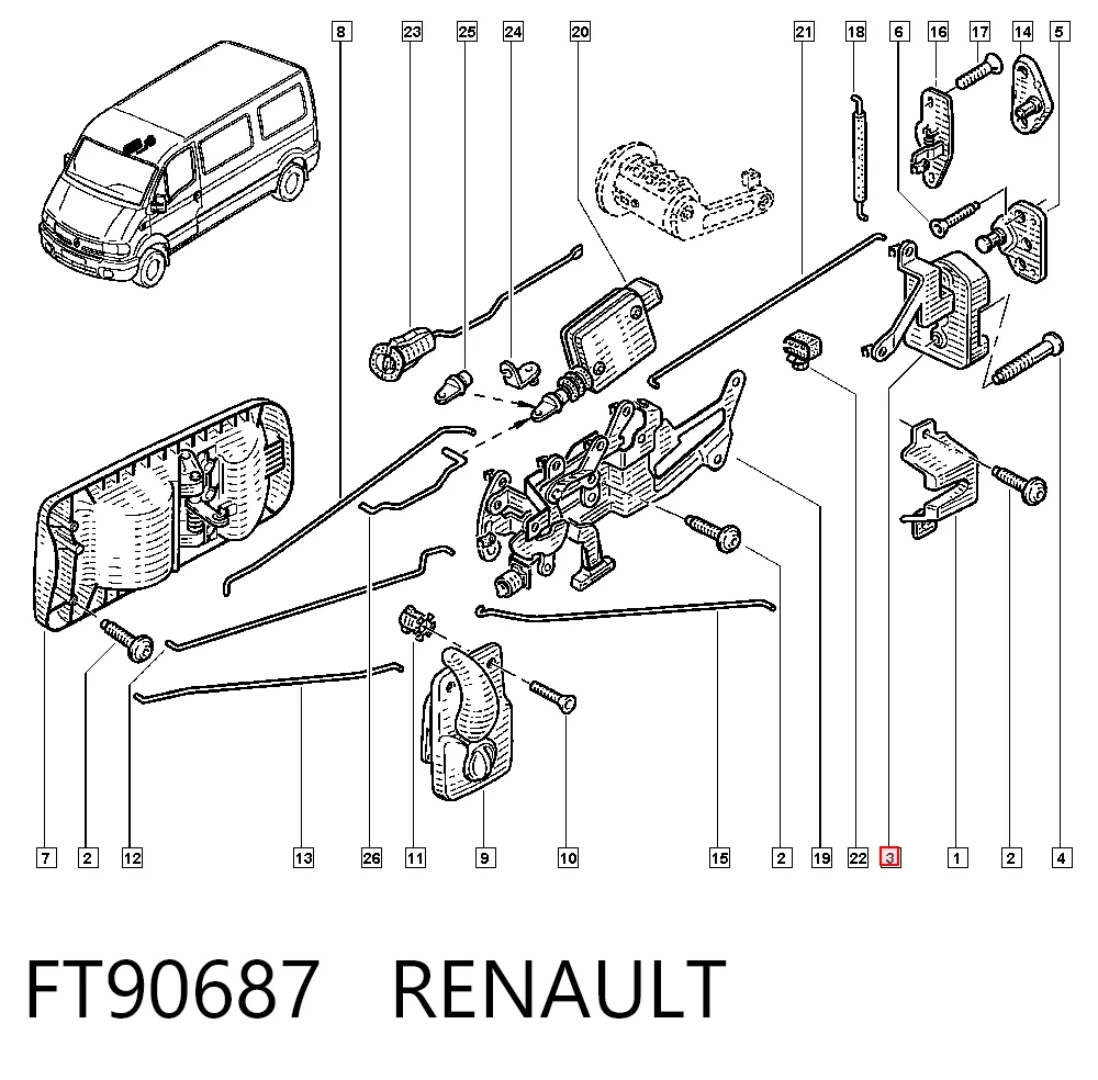 Замок двери боковой сдвижной правой 4401385 Opel