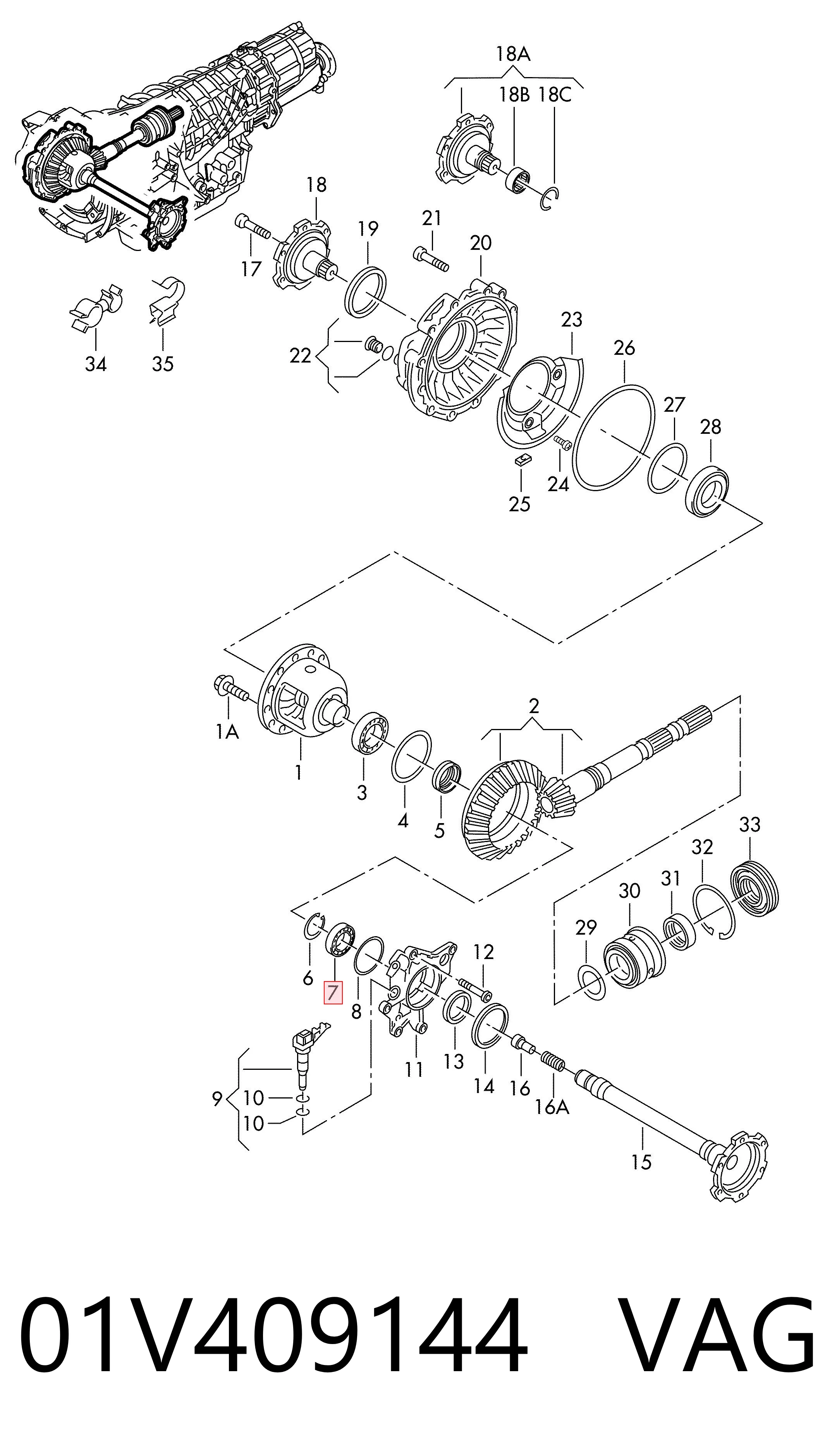 01V409144 VAG Подшипники коробки